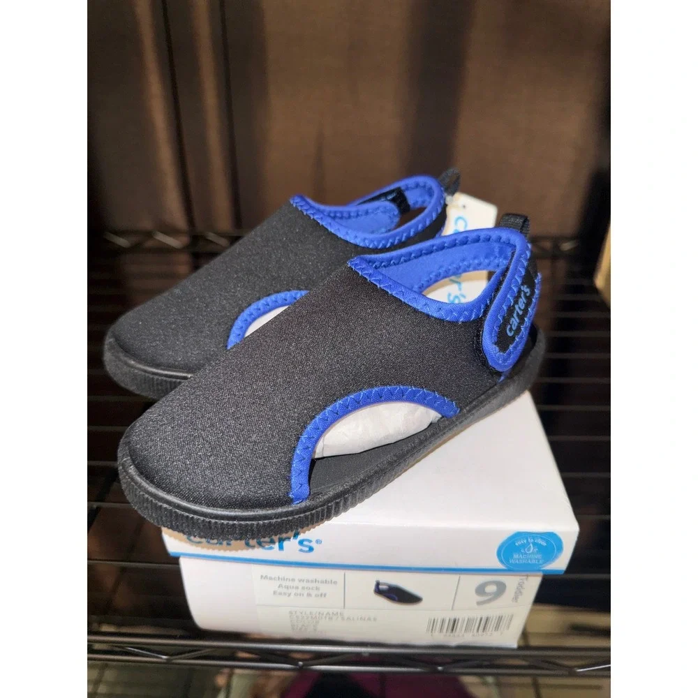 Carters Salinas Aqua Sock Toddler Water Shoes Black Blue Size 9 Toddler